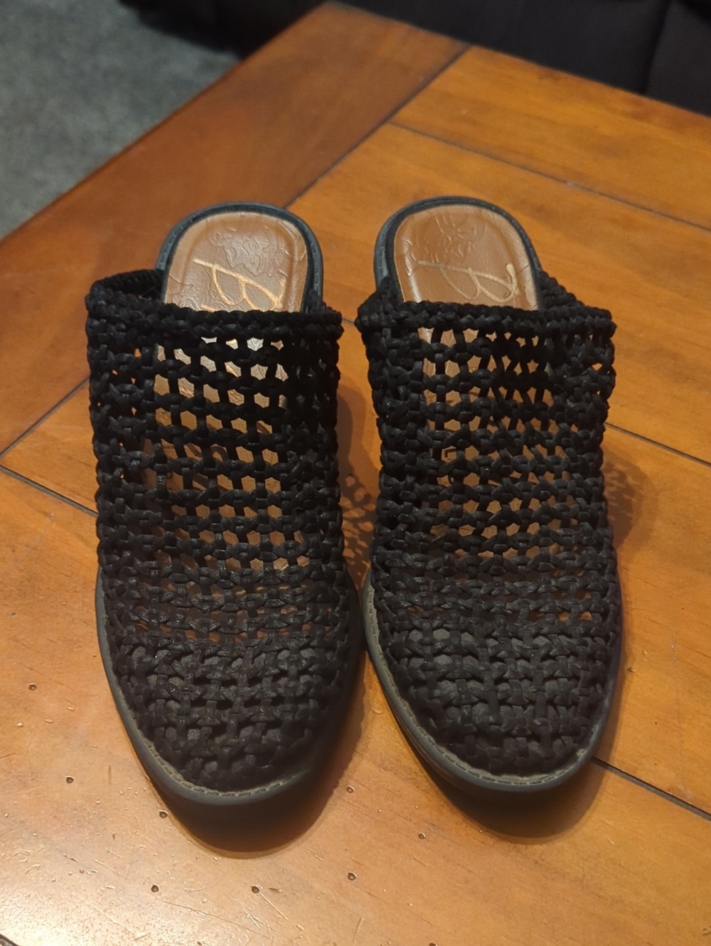 Woven Slide Mules - Black
